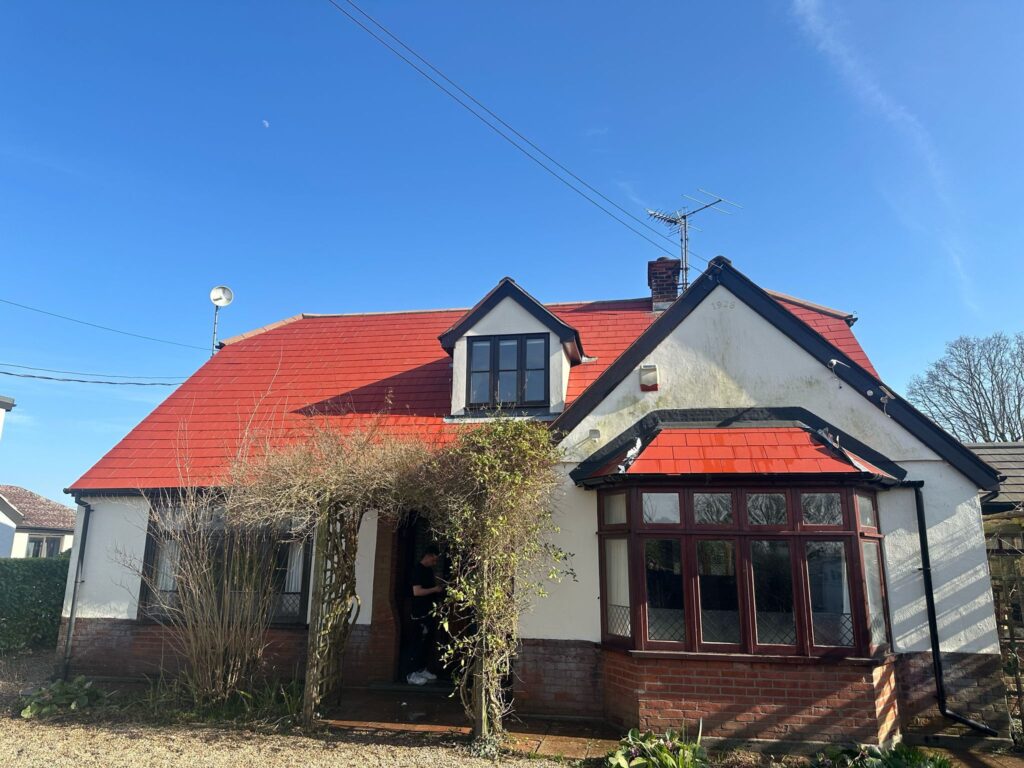 roof and gutter cleaning done on a house in Essex